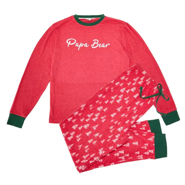 Men's Trees Papa Bear 2 Piece Pajama Set