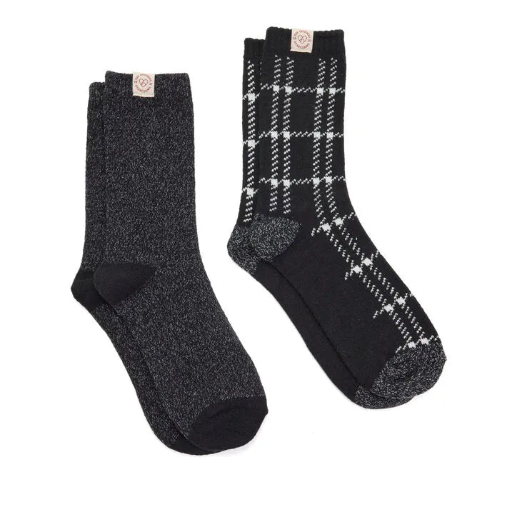 Ladies Grid Cozy Crew Sock 2 Pack